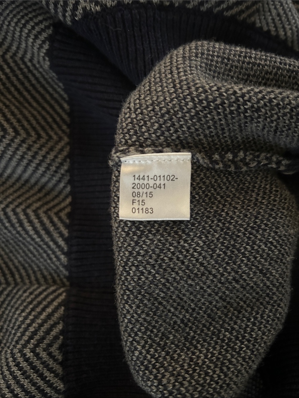 Jos. A. Bank Navy and Gray Herringbone Shawl Collar Sweater Size XL - Picture 7 of 7